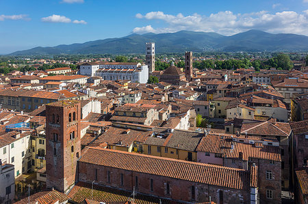 Aerial view of Lucca, Tuscany, Italy, Europe Foto de stock - Sin royalties Premium, Código: 6119-09214290