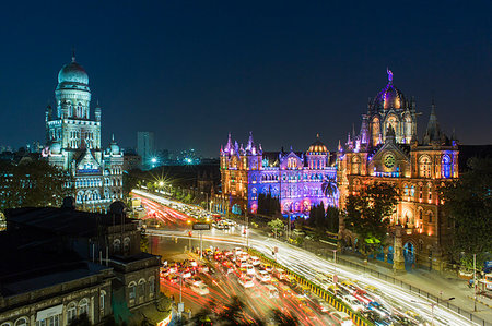 Chhatrapati Shivaji Maharaj Terminus railway station (CSMT), formerly Victoria Terminus, UNESCO World Heritage Site, Mumbai, Maharashtra, India, Asia Stock Photo - Premium Royalty-Free, Code: 6119-09214308