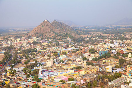 Aerial view of Pushkar Camel Fair, Pushkar, Rajasthan, India, Asia Stock Photo - Premium Royalty-Free, Code: 6119-09228479