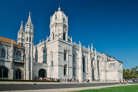 famous landmark in portugal lisbon - The Jeronimos Monastery (Hieronymites Monastery) a former monastery in Belem, UNESCO World Heritage Site, Belem, Lisbon Portugal, Europe Stock Photo - Premium Royalty-Free, Code: 6119-09228673