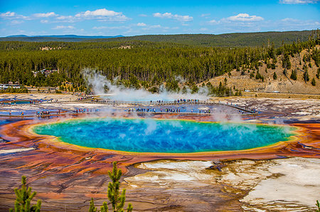 spring (body of water) - Grand Prismatic Spring, Yellowstone National Park, UNESCO World Heritage Site, Wyoming, United States of America, North America Foto de stock - Sin royalties Premium, Código: 6119-09228622