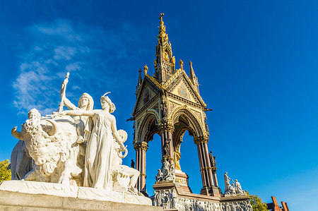 The America sculpture and the Albert Memorial in Kensington Gardens, London, England, United Kingdom, Europe Photographie de stock - Premium Libres de Droits, Code: 6119-09228843