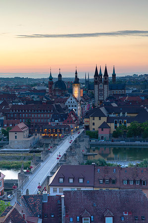 View over Wurzburg at dawn, Bavaria, Germany, Europe Stock Photo - Premium Royalty-Free, Code: 6119-09228971