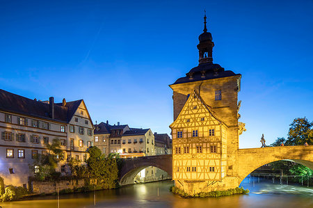 Altes Rathaus (Old Town Hall) at dusk, Bamberg, UNESCO World Heritage Site, Bavaria, Germany, Europe Stockbilder - Premium RF Lizenzfrei, Bildnummer: 6119-09228983