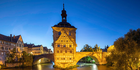 Altes Rathaus (Old Town Hall) at dusk, Bamberg, UNESCO World Heritage Site, Bavaria, Germany, Europe Stock Photo - Premium Royalty-Free, Code: 6119-09228982