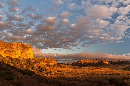 Isalo National Park landscape at sunrise, Ihorombe Region, Madagascar, Africa Stock Photo - Premium Royalty-Free, Code: 6119-09238582