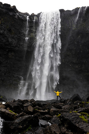 simsearch:841-08718021,k - Hiker at Fossa waterfall, Streymoy island, Faroe Islands, Denmark, Europe Stock Photo - Premium Royalty-Free, Code: 6119-09238635