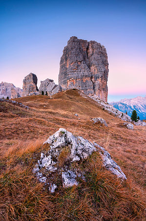 Blue Hour at 5 Torri (Cinque Torri), Cortina d'Ampezzo, Belluno province, Veneto, Italy, Europe Stock Photo - Premium Royalty-Free, Code: 6119-09238950