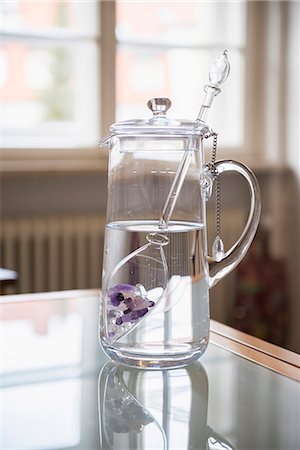 pitcher - Water with gemstones in pitcher in kitchen Stock Photo - Premium Royalty-Free, Code: 6121-07809626