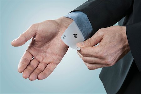 playing card (deck of cards) - Businessman pulling an ace from sleeve, Bavaria, Germany Stock Photo - Premium Royalty-Free, Code: 6121-08106830