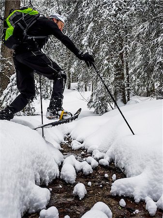 Man hiking with snowshoes in the Black forest, Feldberg, Baden-Württemberg, Germany Photographie de stock - Premium Libres de Droits, Code: 6121-09146680