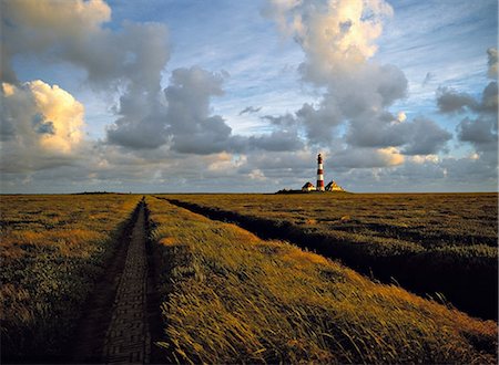 saladar - Westerhever lighthouse in marshland, Schleswig-Holstein, Germany Foto de stock - Sin royalties Premium, Código: 6122-07697979