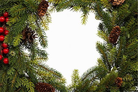 pine cone closeup - Christmas wreath, studio shot Stock Photo - Premium Royalty-Free, Code: 6122-07698264