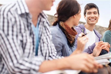 simsearch:649-05656629,k - Students studying together outdoors Stock Photo - Premium Royalty-Free, Code: 6122-07702310