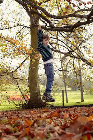 dangling - Boy playing on tree outdoors Stock Photo - Premium Royalty-Free, Code: 6122-07703248
