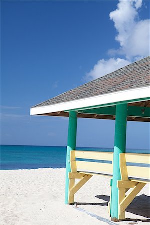 simsearch:614-08874062,k - Hut on sandy beach, Grand Cayman, Cayman Islands Fotografie stock - Premium Royalty-Free, Codice: 6122-08212875