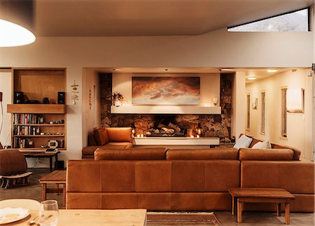 Home showcase interior living room Foto de stock - Sin royalties Premium, Código: 6124-08658118