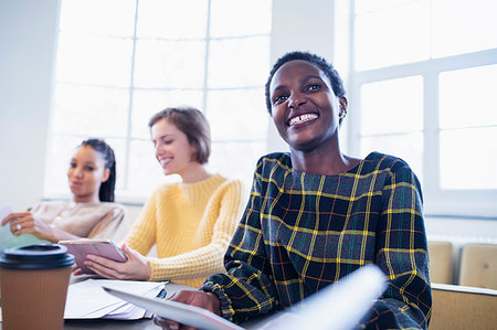 simsearch:6124-09269834,k - Happy, confident businesswoman in conference room meeting Stock Photo - Premium Royalty-Free, Code: 6124-09269894