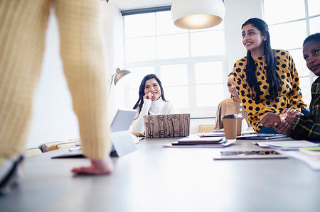 Businesswomen in conference room meeting Fotografie stock - Premium Royalty-Free, Codice: 6124-09269903