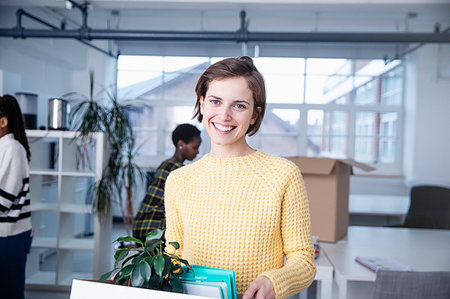 simsearch:649-07280669,k - Portrait confident businesswoman moving into new office Stock Photo - Premium Royalty-Free, Code: 6124-09269917
