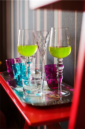 simsearch:6126-08642990,k - Sweden, Wine glasses with green juice Stock Photo - Premium Royalty-Free, Code: 6126-08643146