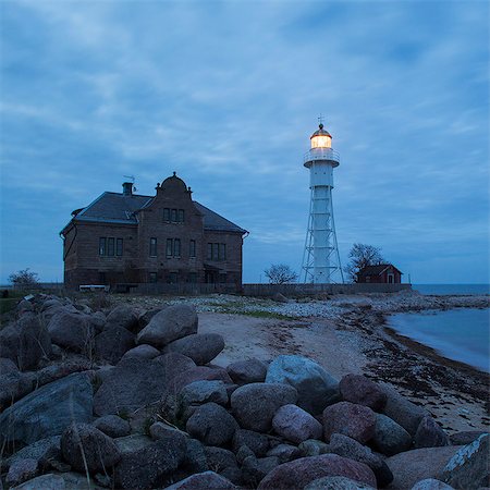 simsearch:6126-08643394,k - Sweden, Oland, Hogby, Lighthouse on beach Stock Photo - Premium Royalty-Free, Code: 6126-08643395