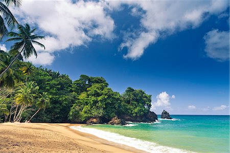 simsearch:6126-08644372,k - Trinidad and Tobago, Tobago, Englishman's Bay, Scenic view of sea coast Foto de stock - Sin royalties Premium, Código: 6126-08644421