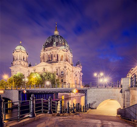 simsearch:6126-08644569,k - Germany, Berlin, Berliner Dom illuminated at night Stock Photo - Premium Royalty-Free, Code: 6126-08644562