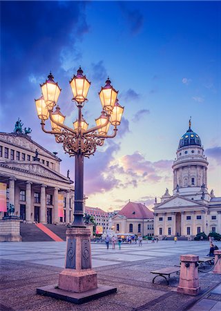 simsearch:6126-08644569,k - Germany, Berlin, Gendarmenmarkt, Illuminated lantern on city square Stock Photo - Premium Royalty-Free, Code: 6126-08644574