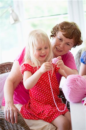 scandinavian indoors - Finland, Girl (4-5) and her grandmother at home Stock Photo - Premium Royalty-Free, Code: 6126-08644752