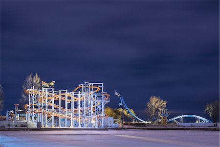 rollercoaster night - Finland, Pirkanmaa, Tampere, Nasijarvi, Illuminated rollercoaster at night Stock Photo - Premium Royalty-Free, Code: 6126-08644926