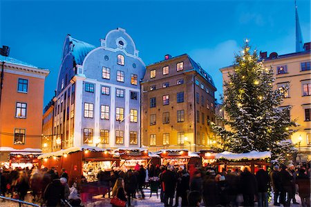 Sweden, Stockholm, Gamla Stan, Stortorget, Christmas market Stock Photo - Premium Royalty-Free, Code: 6126-08635422