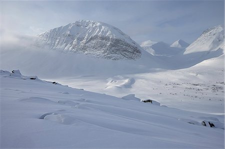 sueco - Sweden, Lapland, Sarek National Park, Pierikpakte, Mountain in winter Foto de stock - Sin royalties Premium, Código: 6126-08636436