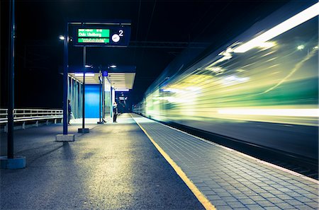 photography speed lights blurred - Finland, Pohjanmaa, Pannainen, Railroad station at night Stock Photo - Premium Royalty-Free, Code: 6126-08636770