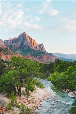 rock formation utah - Virgin River in Zion National Park Stock Photo - Premium Royalty-Free, Code: 6126-09104156