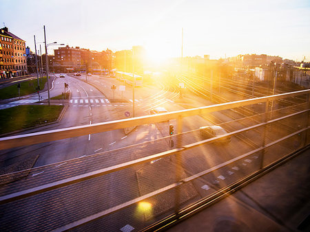 sunset railroad - City streets and tracks in Gothenburg, Sweden Stock Photo - Premium Royalty-Free, Code: 6126-09266280