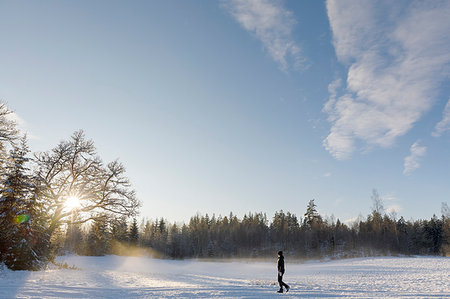 simsearch:6126-09103967,k - Mature woman walking through the snow in Ostergotland, Sweden Foto de stock - Sin royalties Premium, Código: 6126-09266598