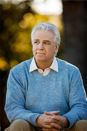 portrait man 50s looking away outdoors - Portrait of a mature man. Stock Photo - Premium Royalty-Free, Code: 6128-08747750