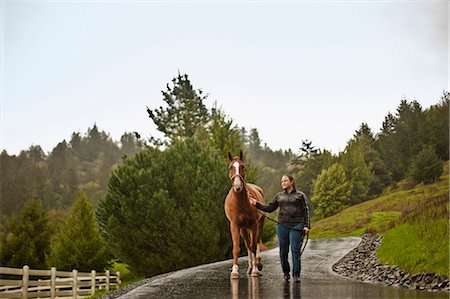 simsearch:6128-08840980,k - Young horse trainer exercising her horse. Photographie de stock - Premium Libres de Droits, Code: 6128-08766750