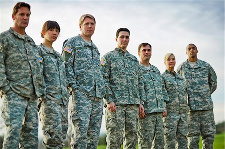 soldier standing row - Portrait of a group of US Army soldiers standing in a line. Stock Photo - Premium Royalty-Free, Code: 6128-08766715