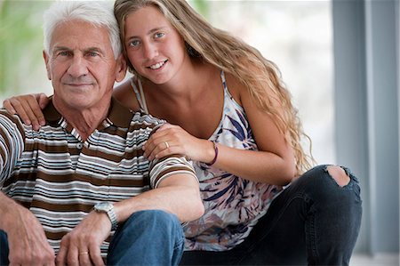 simsearch:6128-08767181,k - Portrait of senior man with his teenage granddaughter. Stock Photo - Premium Royalty-Free, Code: 6128-08780666