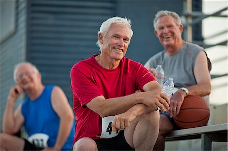 elderly friends - Portrait of three smiling senior athletes. Stock Photo - Premium Royalty-Free, Code: 6128-08727921