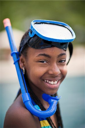 ethnic preteens swimwear girls - Portrait of girl by the pool Stock Photo - Premium Royalty-Free, Code: 6128-08841000