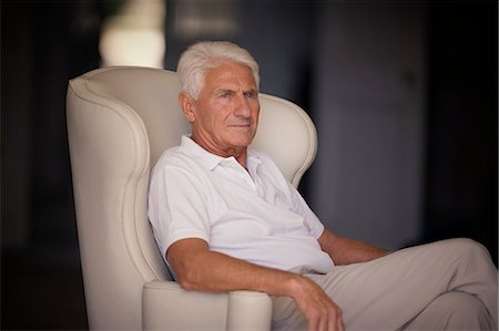 senior man introspective - Portrait of an elderly man in a thoughtful mood. Stock Photo - Premium Royalty-Free, Code: 6128-08825352