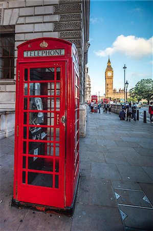 Typical british red telephone box with Big Ben in the background London United Kingdom Stock Photo - Premium Royalty-Free, Code: 6129-09044842