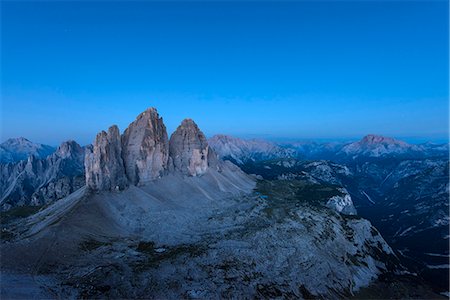 simsearch:6129-09086915,k - Sesto / Sexten, province of Bolzano, Dolomites, South Tyrol, Italy. The Three Peaks of Lavaredo in the blue hour Stock Photo - Premium Royalty-Free, Code: 6129-09086923