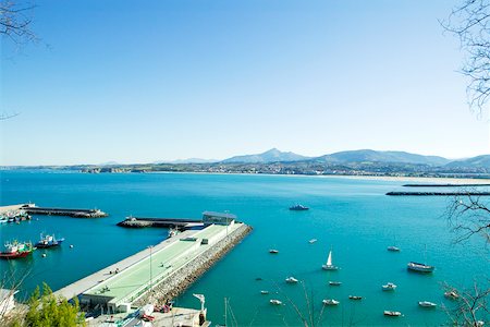 simsearch:625-00804596,k - High angle view of boats docked at a harbor, Spain Stock Photo - Premium Royalty-Free, Code: 625-00804559