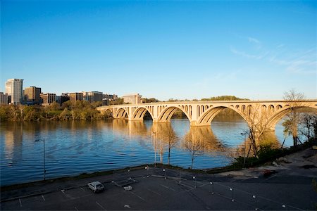 High angle view of key bridge crossing the Potomac River, Washington DC, USA Stock Photo - Premium Royalty-Free, Code: 625-00804655