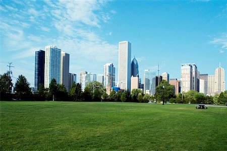 simsearch:625-00805823,k - Park in front of skyscrapers in a city, Chicago, Illinois, USA Foto de stock - Royalty Free Premium, Número: 625-00804837