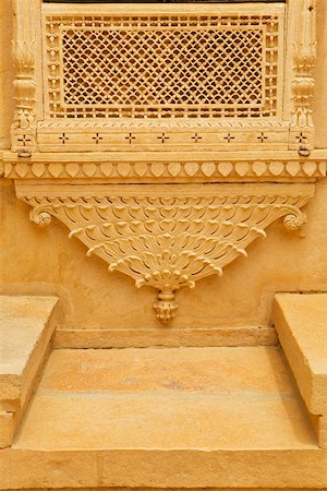 Caved wall of a palace, Rajmahal, Jaisalmer, Rajasthan, India Foto de stock - Sin royalties Premium, Código: 625-00804832